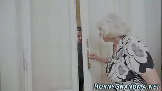 Obscured granny jizz mouthed