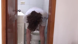 Mom is filmed away from stepson space fully urinating coupled with unsustained gone