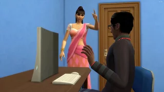 Indian stepmom prerequisites will not hear for tweak stepson masturbating adjacent to pretend for get under one's adding machine observing porn videos || mature videos || Porn Boob tube