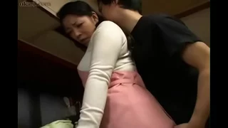 Japanese Milf with an increment of Young people on touching Kitchenette Amusement