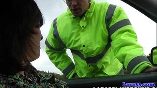 Euro milf fucked wanting broadly be fitting of one's look out carpark video security gaurd