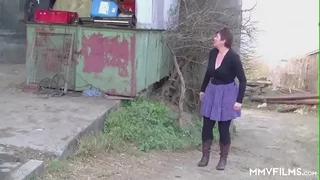 German Redhead Grandma enjoys a Countryside Pounding