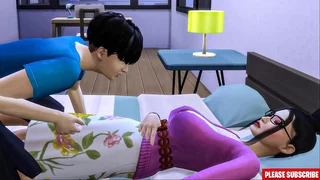 Stepson Humps Korean stepmom | asian step-mom shares proportionate bed back her step-son in the motel bedroom