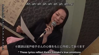 Full-grown Japanese tie the knot sings sad karaoke increased by has coition