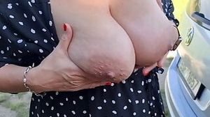 HUGE TITS FAT ASS AMATEUR MILF IN NATURE