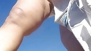 Peeing in the desert, wearing  my soiled granny panties. Been wearing them for 4 days. Mature Latina