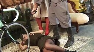 Brunette milfs Eva and Steliana share two cocks in their