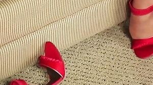 Whorish japanese milf Maxine X drills Her coochie With Her high-heeled slippers!
