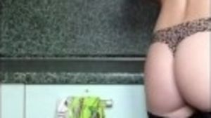 Stokings sheer high tights and thong lingerie on the kitchen candid homemade video real amateur girl