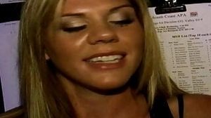 Skinny blonde slut with small tits gets a creampie after Sex