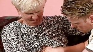 The blond grandma smashes her grandson in all her antsy fuck-holes