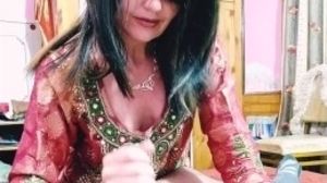 Insane hot Milf holds a big dick hard playing sexy