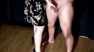 Juicy Lulu makes standing handjob