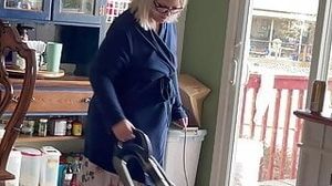 Spy on mummy cleaning nude in the kitchen