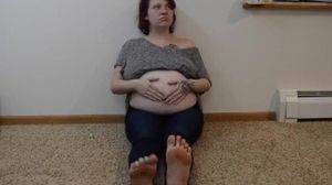 TSM - Rhea rubs her pregnant belly while posing her feet