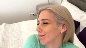 'Nesty is a tiny skinny blonde pornstar. I made this homemade POV video with her in her hotel room.'