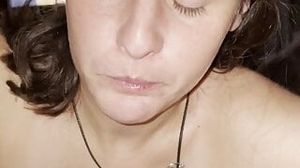 Wife sucks and jerks my cock till I shoot huge cumshot