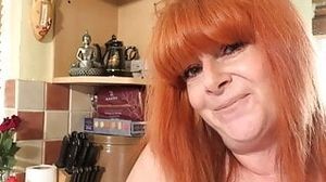 AuntJudys - Busty 56yo Redhead Melanie masturbates with you in the Kitchen (JOI)