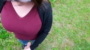 Flash my cousin's busty wife at grandma's. We fuck later in the basement bathroom.
