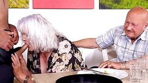 MATURE4K. Eccentric mature not shy to seduce waiter while husband watches