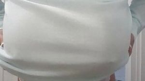 Stepmom Monte showing of her huge boobs after her workout