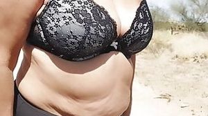 Stopping to pee piss by the side of the road. Mature Latina with darker pussy & ass than the rest of my body