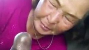 Japanese grandma sucks black weenie In The car