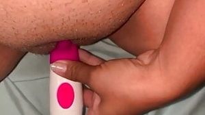Indian mature milf masturbates with vibrator and squirts moaning