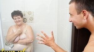 Wooly bbw granny Waiting For Her Toyboy In The bathroom